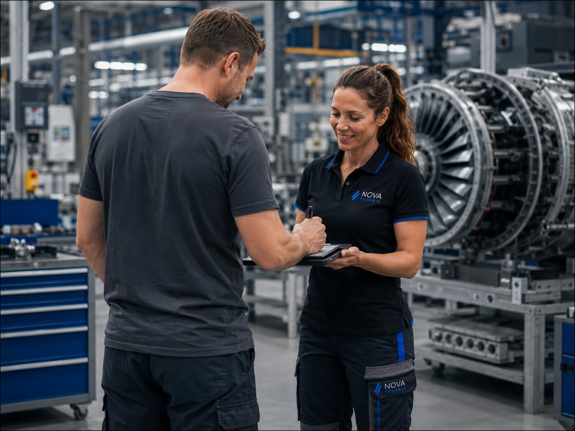 Nova Team in der Fabrik